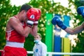 Yaroslav Khartsyz versus Benik Nikoghosyan during Boxing match between national teamsÃÂ UKRAINE - ARMENIA